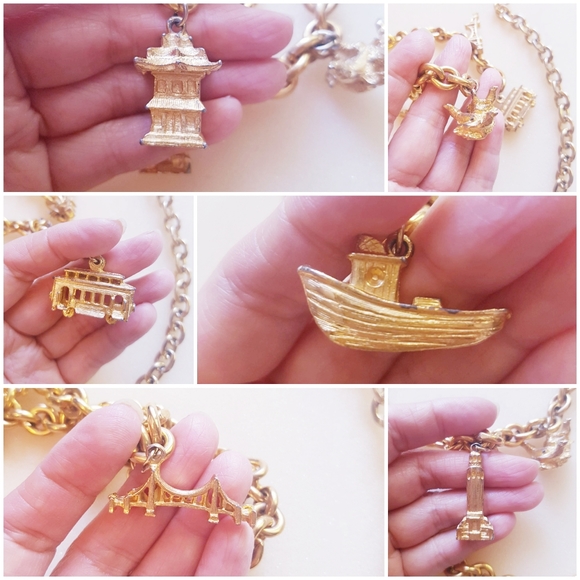 ⛴ vintage San Francisco gold charm / chain belt - Picture 6 of 8